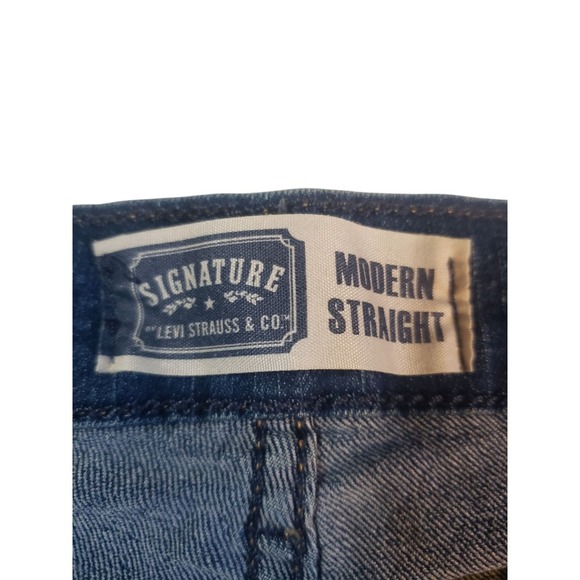 Levis Modern Straight Denim Jeans Womens 32X34 Blue Dark Wash Mid Rise Work Wear - Picture 5 of 13